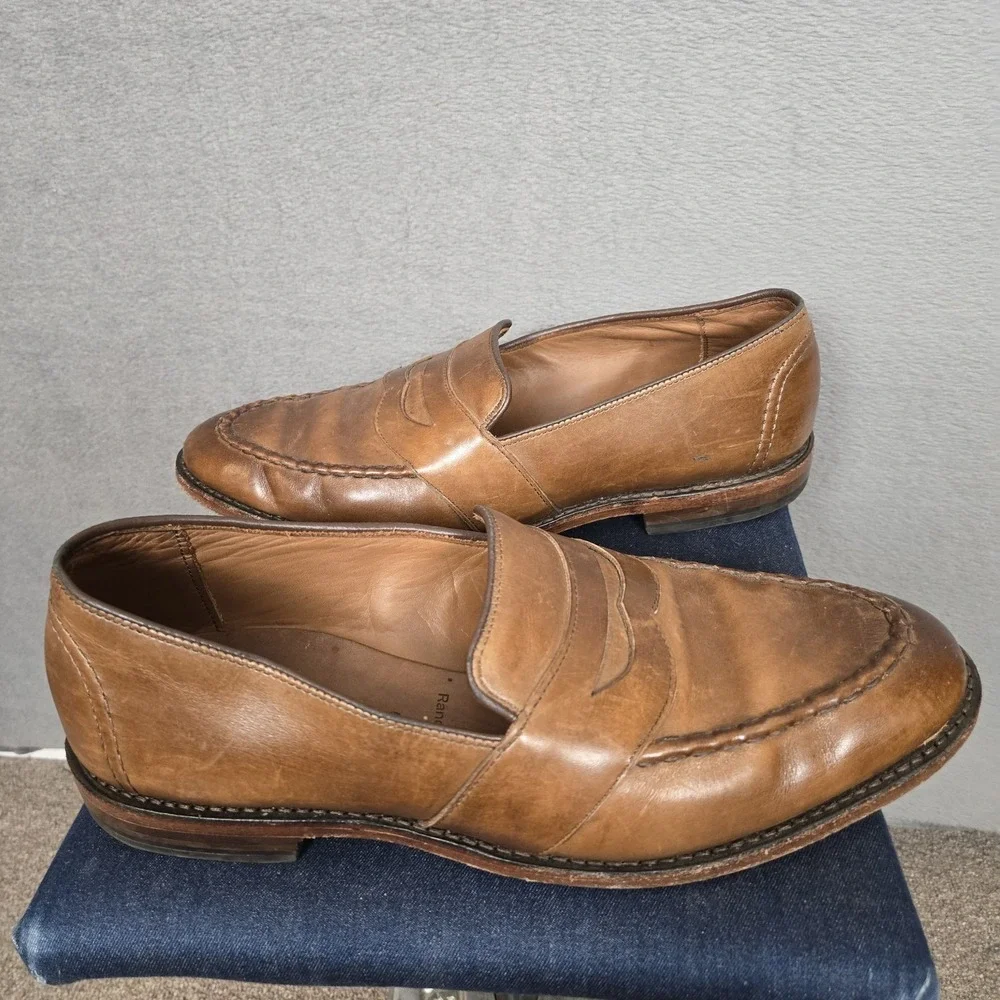 Allen Edmonds Randolph Penny Loafer Brown Leather Shoes Bench Welt Oxford Sz 10D